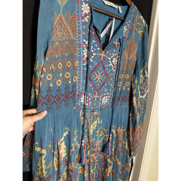 NEW Soft Surroundings‎ Mirapani Embroidered Floral Midi Dress M Boho - Picture 4 of 12